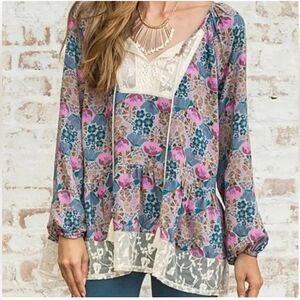 Matilda Jane Sew Perfect Boho Floral Tunic Top L